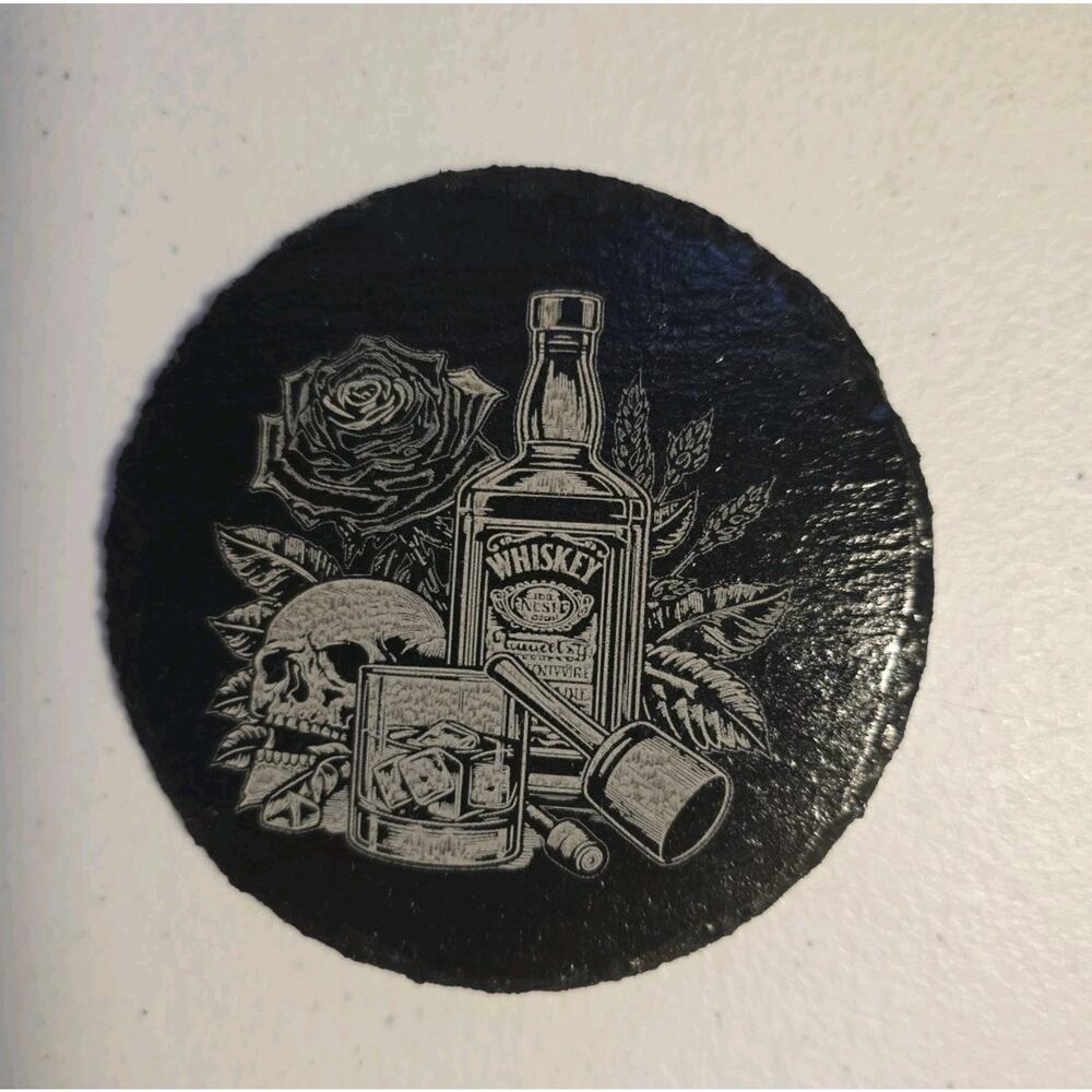 Slate Coaster Black Glossy Homemade Whiskey Set Of 4